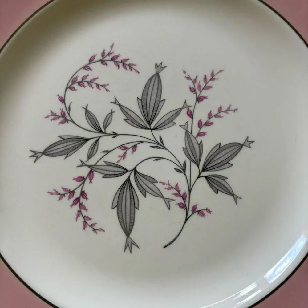 Homer Laughlin Vintage Cavaliers Pink Rimmed Egg Shell China Dinner Plate